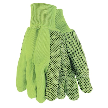 Mcr Safety Gloves, Green -Double Palm, Dot, Knit Wrist, L, 12PK 9018DG
